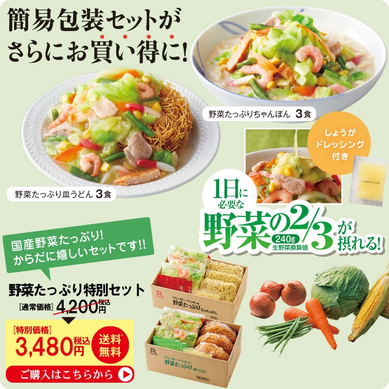 野菜たっぷり特別セット